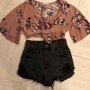 Floral crop top with tie in back!